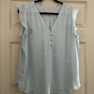 Loft blue floral blouse L